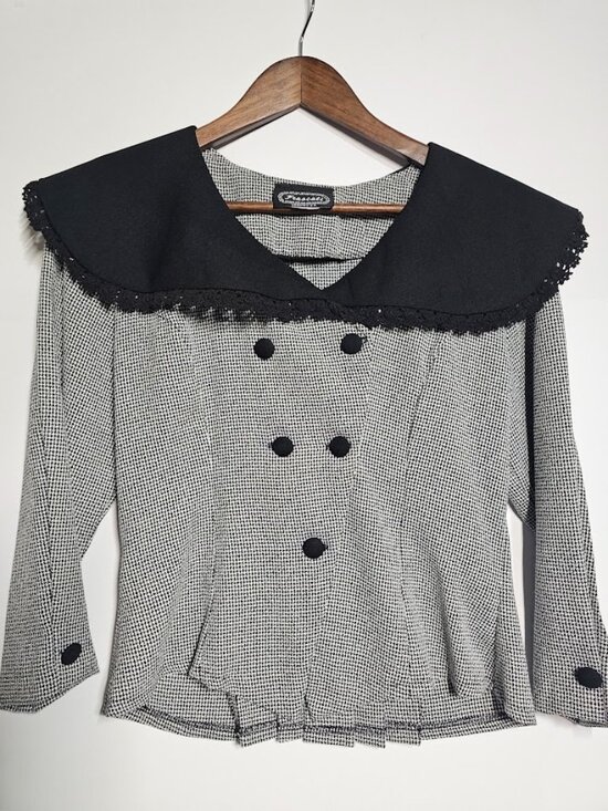 Frascati Jackets & Blazers - Vintage Frascati Retro 1990s Houndstooth Crop Blazer Whimsigoth Coquette